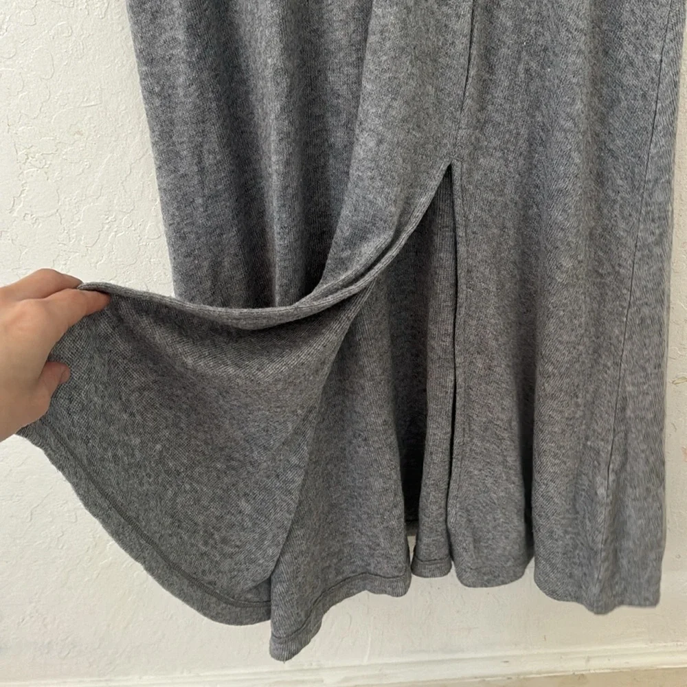 Banana Republic Gray Fine Knit Viscose Rayon Midi Maxi Slit Dress XS - Picture 3 of 9